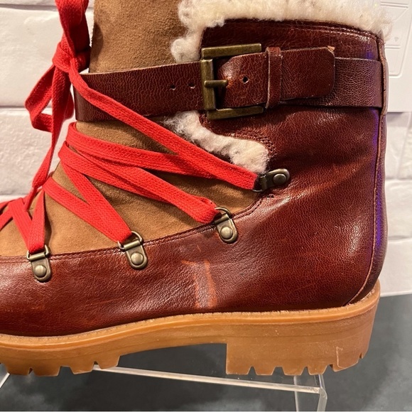Nine West sz 10 chestnut Leather Orynne Ankle hiking Boot - Picture 11 of 16